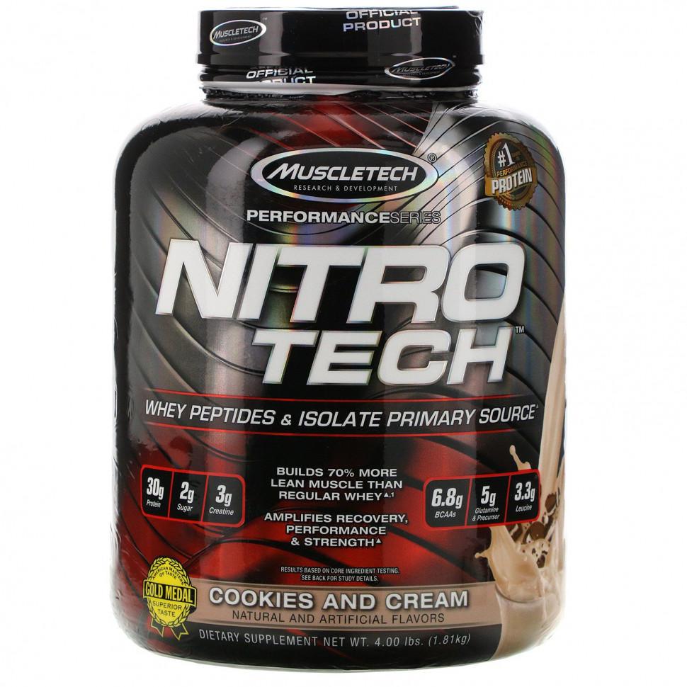 Сывороточный протеин, печенье и сливки, 1,81 кг,  MuscleTech, Nitro Tech Whey Protein