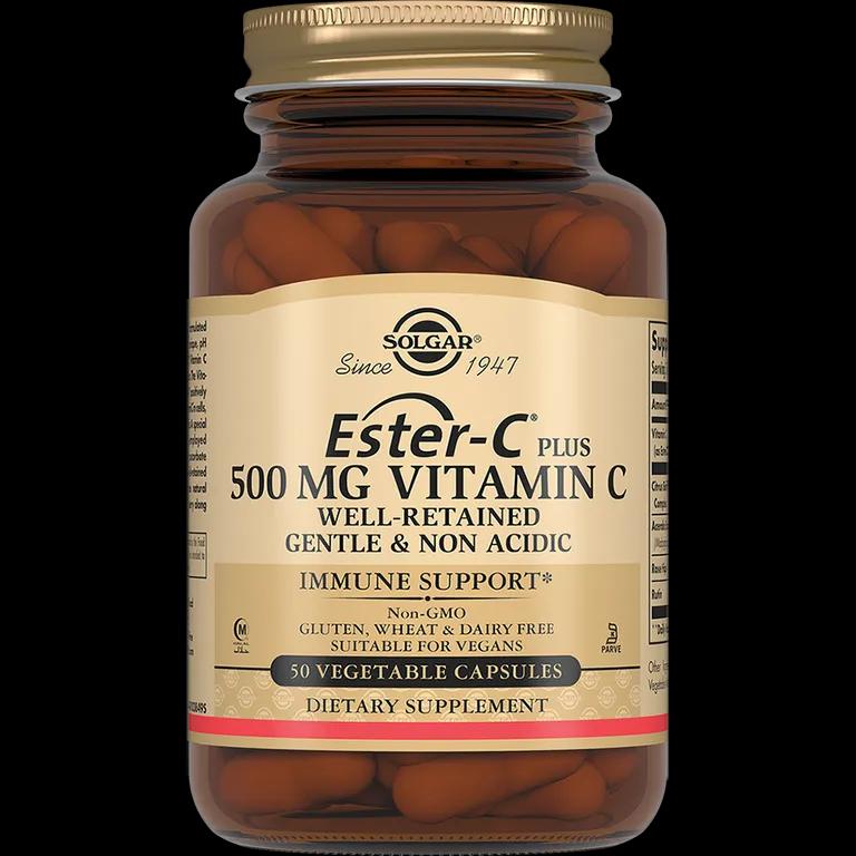 Эстер-С плюс, 500 мг, 50 овощных капсул с витамином С, Solgar, Ester-C