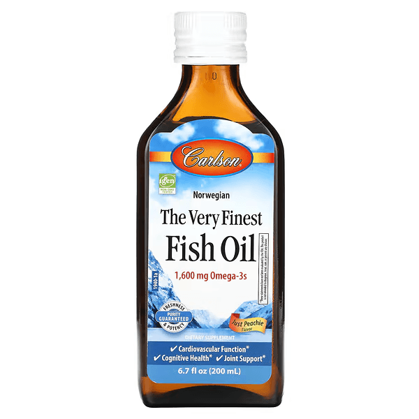 Рыбий жир, 1600 мг,вкус персика, 200 мл, The Very Finest Fish Oil