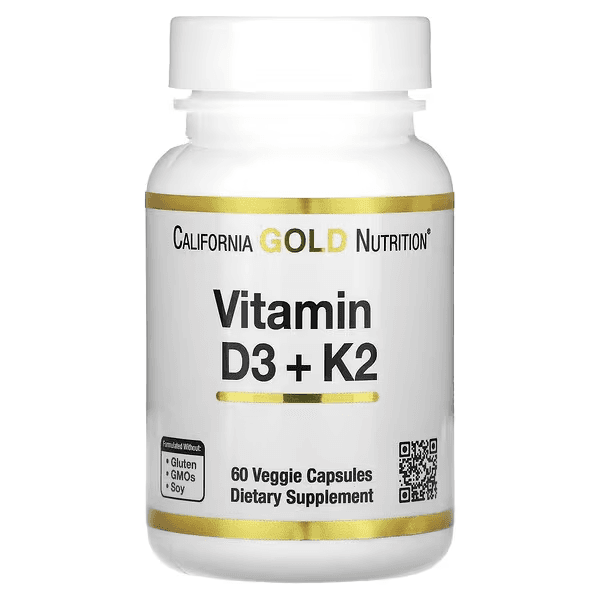 Витамины D3 и К2, 60 растительных капсул, Vitamin D3 + K2