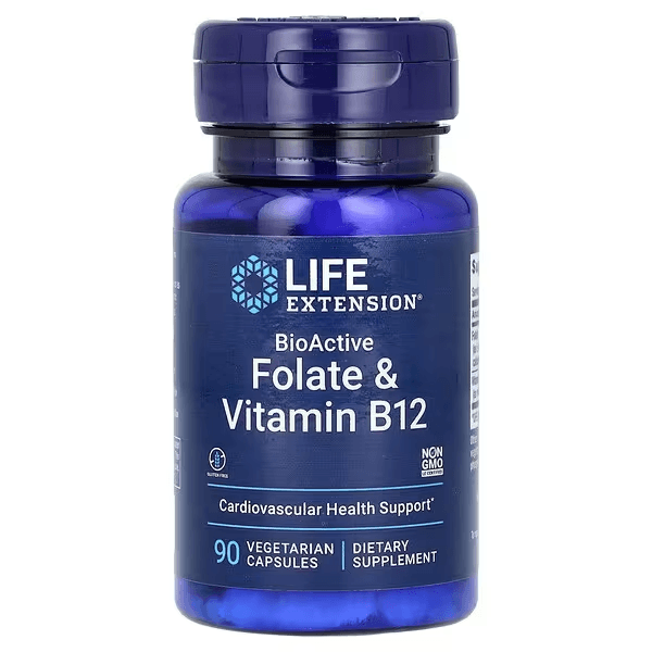 Биоактивные фолат и витамин B12, 90 вегетарианских капсул, BioActive Folate and Vitamin B12