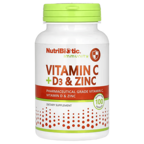 Добавки для иммунитета, витамины C + D3 и цинк, 100 капсул, Vitamin C + D3 & Zinc