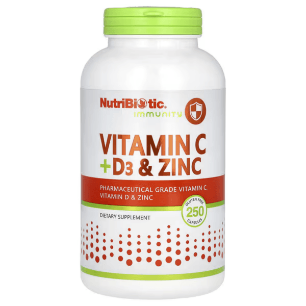 Добавки для иммунитета, витамины C + D3 и цинк, 250 капсул, Vitamin C + D3 & Zinc