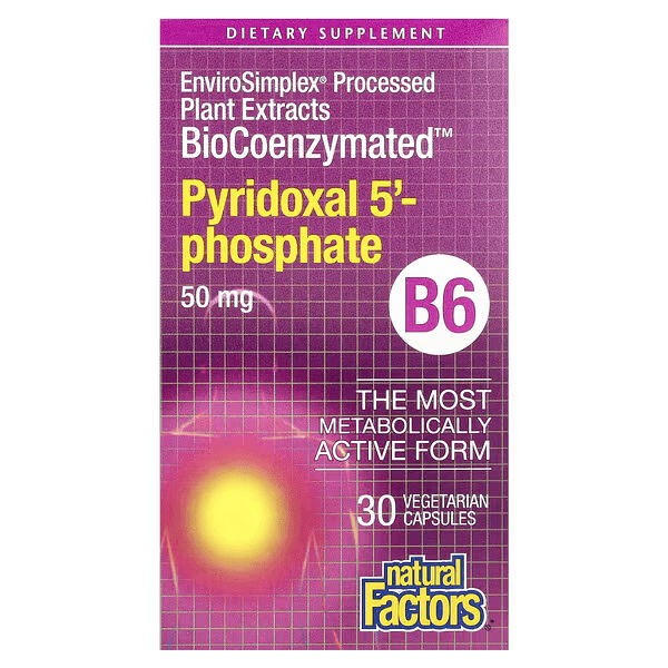 Витамин B6, пиридоксал-5-фосфат, 50 мг, 30 капсул, B6, Pyridoxal 5'-Phosphate