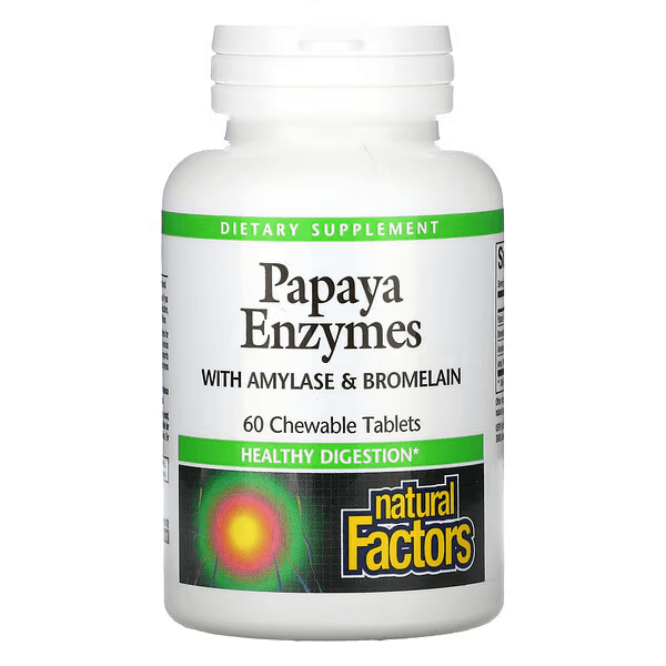 Ферменты папайи с амилазой и бромелаином, 60 жевательных таблеток, Papaya Enzymes