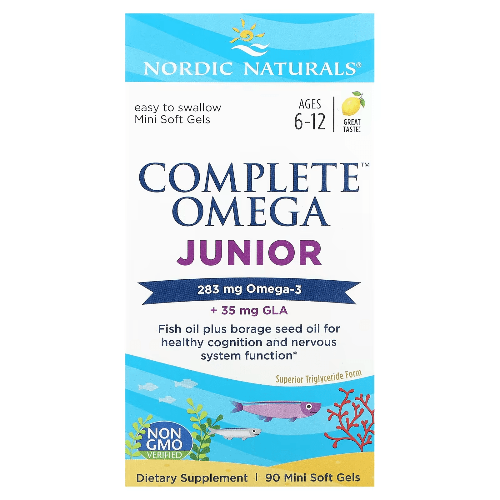 Омега-3 для детей от 6 до 12 лет, 90 капсул, Complete Omega Junior