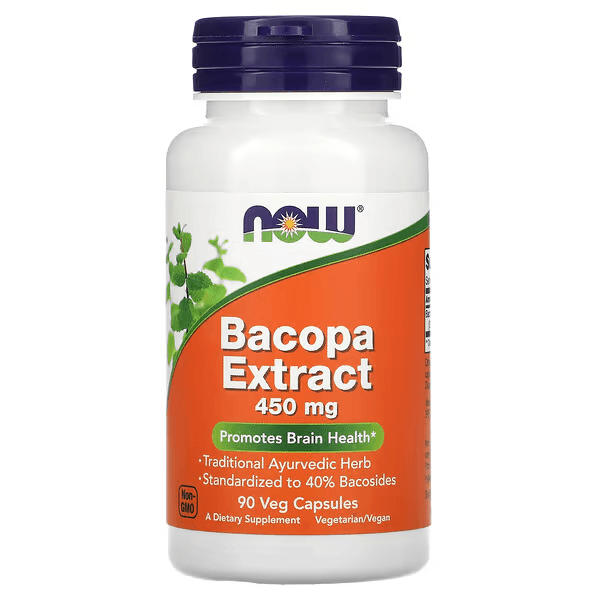 Экстракт бакопы, 90 вегетарианских капсул, NOW Foods, Bacopa Extract