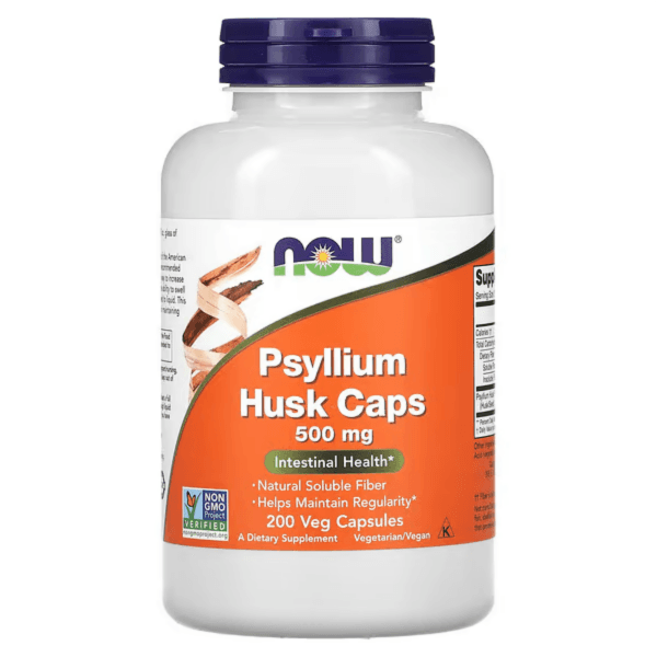 Подорожник в капсулах, 500 мг, 200 растительных капсул, Psyllium Husk Caps