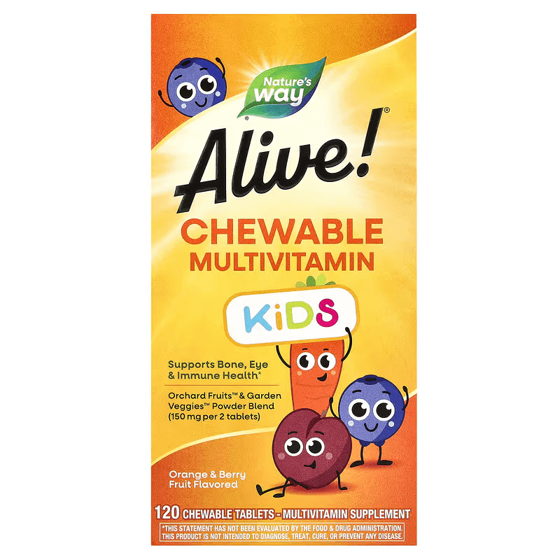 Мультивитамины для детей, 120 жевательных таблеток, Alive! Chewable Multivitamin