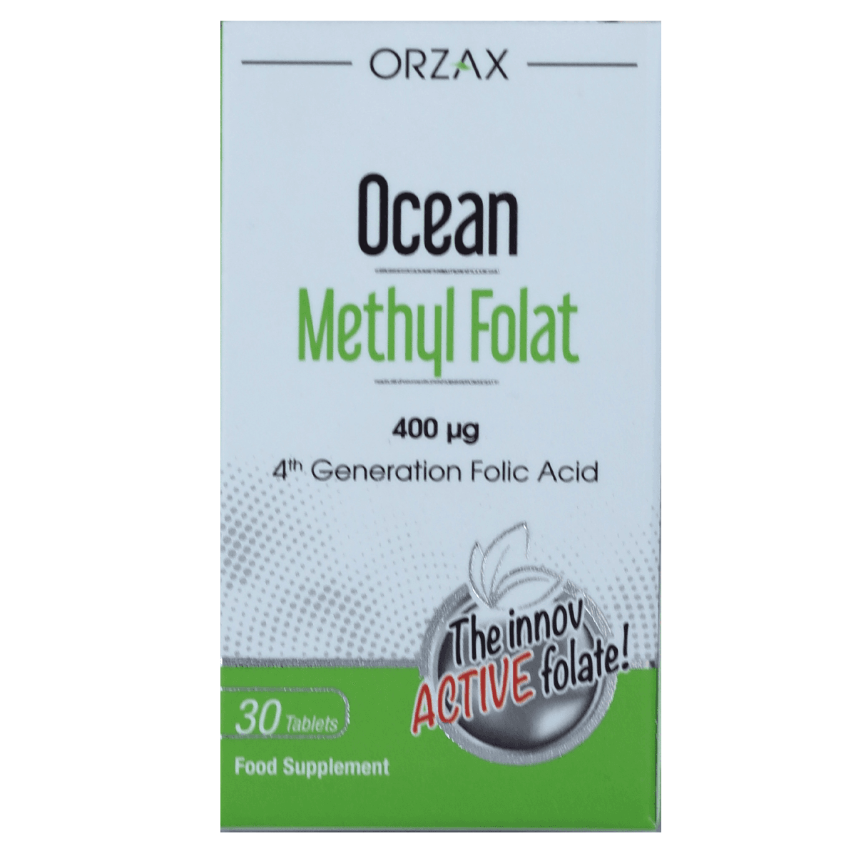 Метил фолат, 400 мкг, 30 таблеток, Ocean Methyl Folat