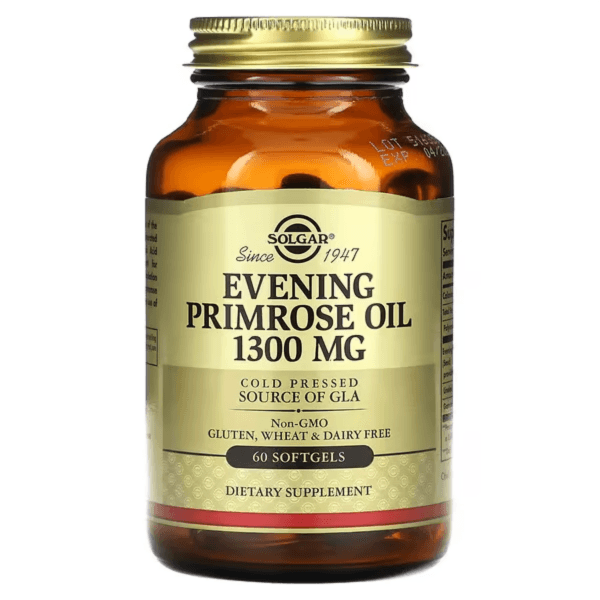 Масло примулы вечерней, 1300 мг, 60 капсул, Evening Primrose Oil