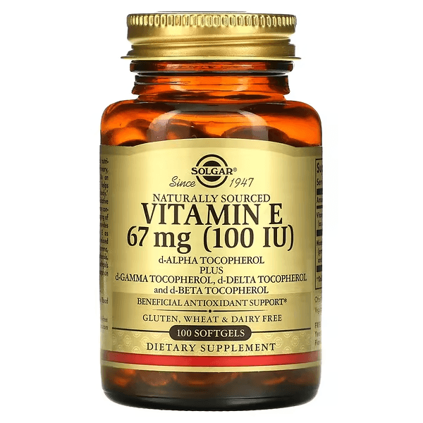 Натуральный витамин Е, 100 МЕ, 100 капсул, Vitamin E