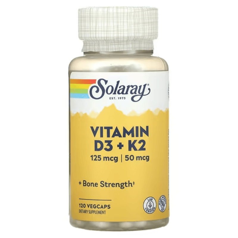 Витамины D3 и K2, 120 вегетарианских капсул, Vitamin D3 + K2