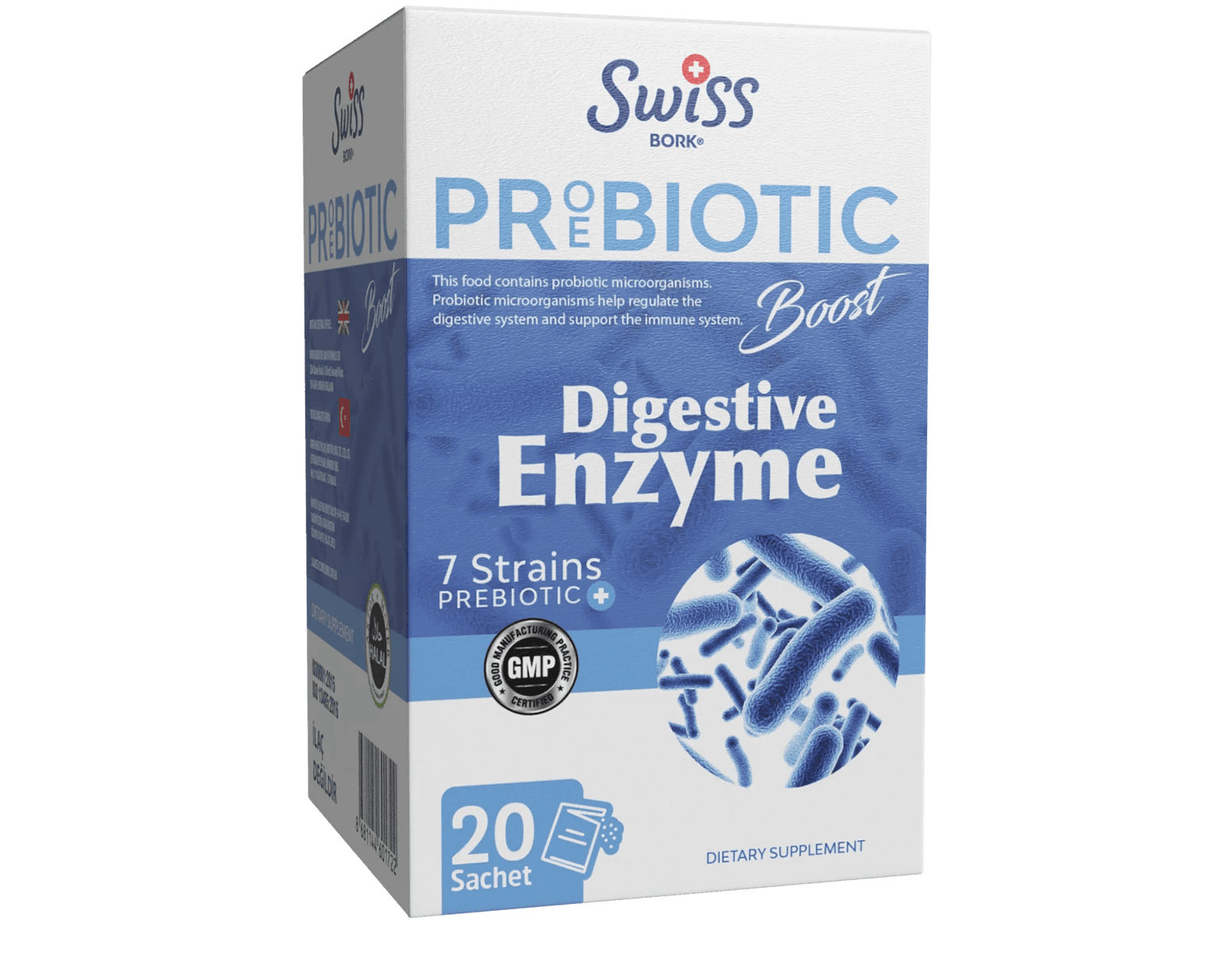 Swiss Bork Пищеварительные ферменты, пробиотики 20 саше,  Digestive Enzyme