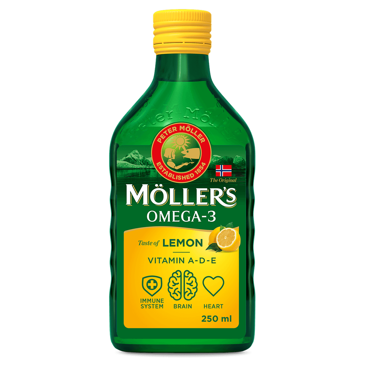 Омега-3 рыбий жир, вкус лимон, 250 мл, Moller, Мёллер