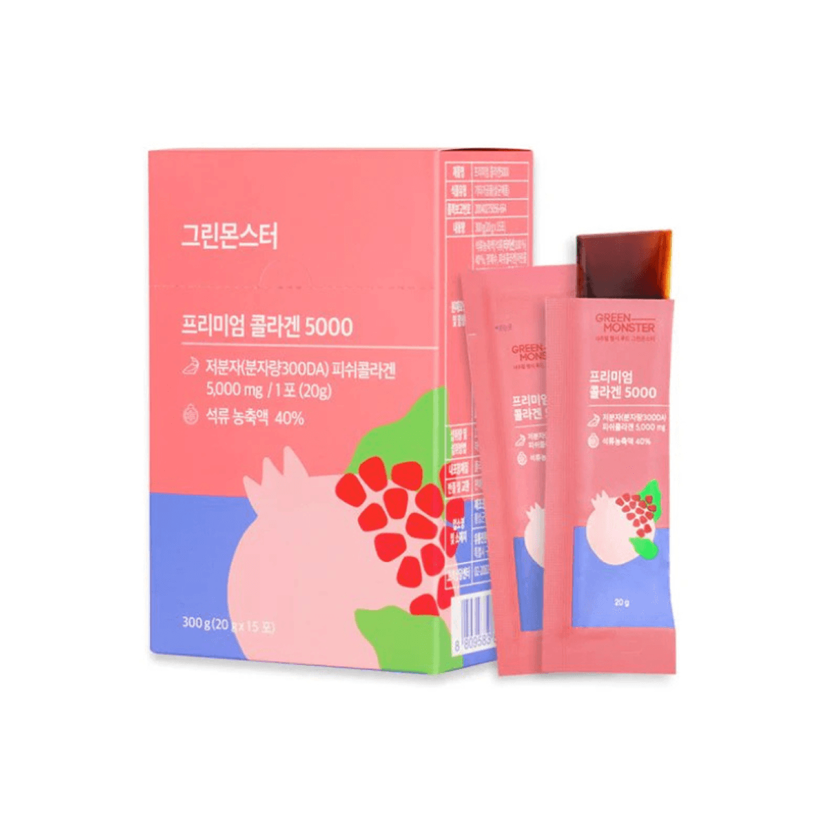 Морской корейский коллаген желеобразные стики, вкус гранат,   15 стиков