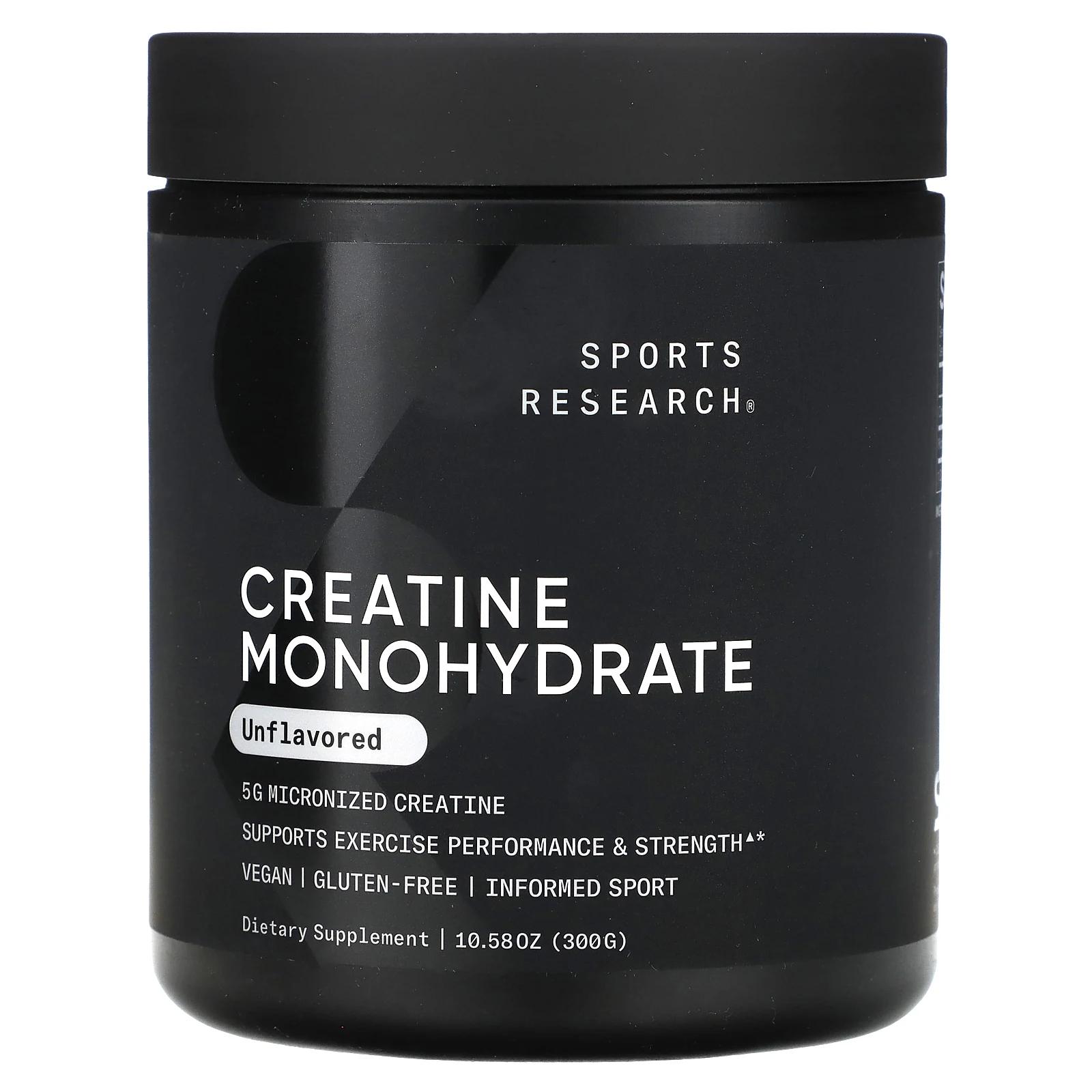 Моногидрат креатина, 300 г, Sports Research, Creatine Monohydrate