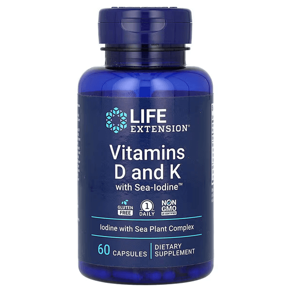 Витамины D и К с йодом Sea-Iodine, 60 капсул, Life Extension