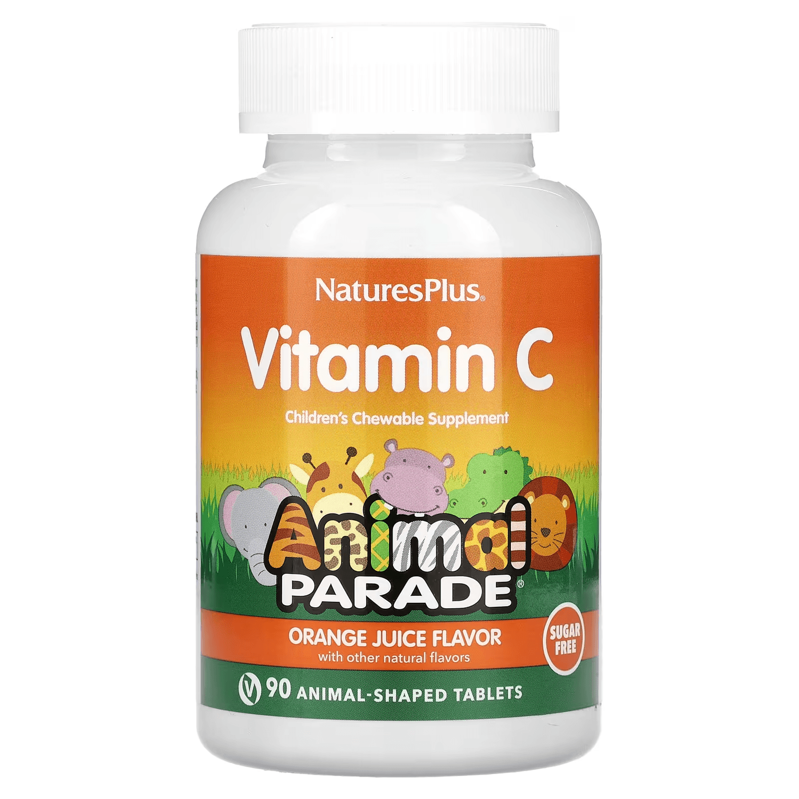 Витамин С , вкус апельсин,  90 жевательных таблеток, Natures Plus, Animal Parade Vitamin C