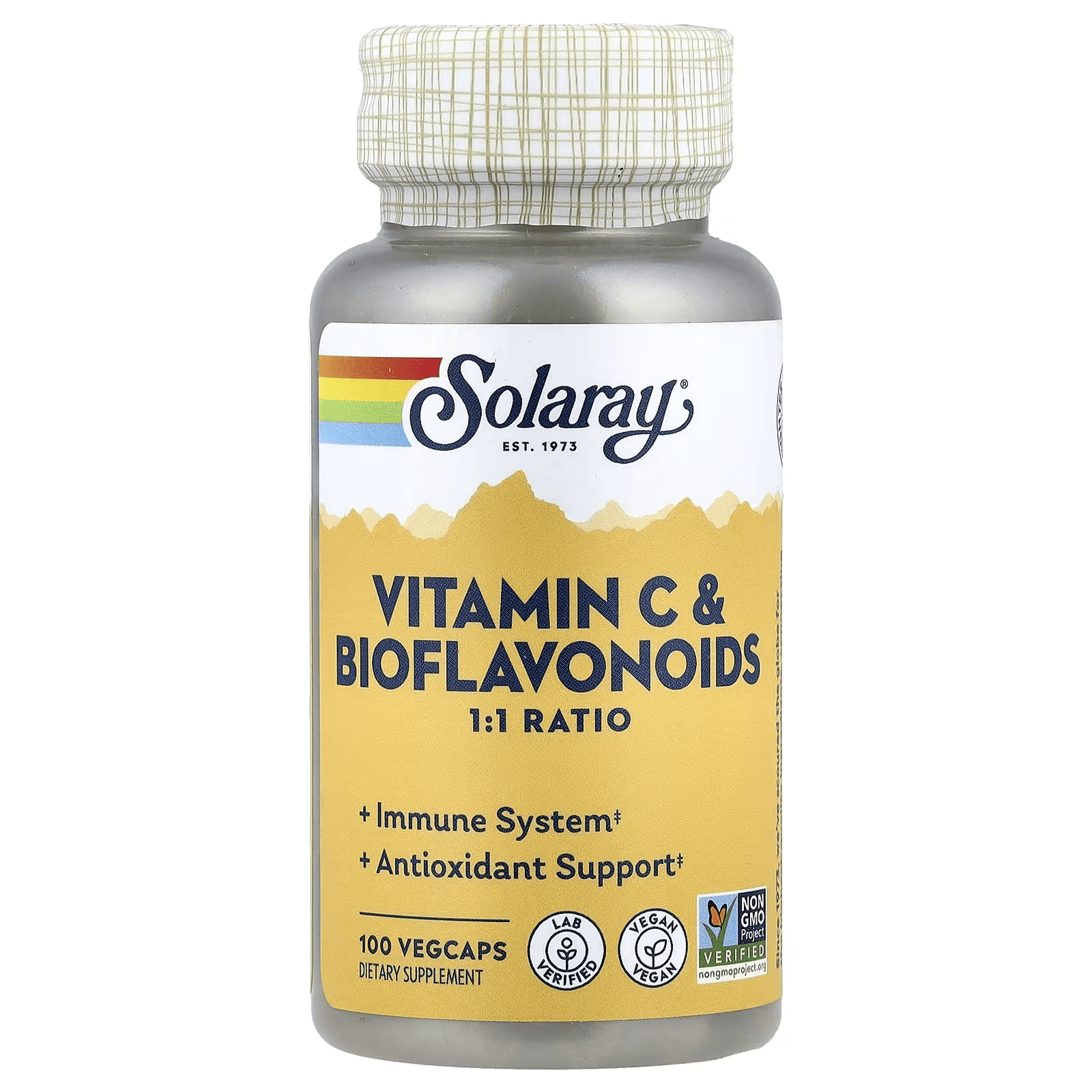 Витамин С с биофлавоноидами, соотношение 1: 1, 100 растительных капсул, Solaray, Vitamin C & Bioflavonoids