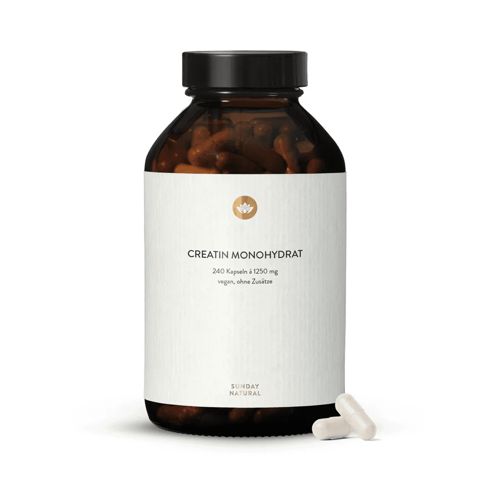 Капсулы с креатином моногидратом, 1250 мг, 240 капсул, Sunday Natural, Creatin Monohydrat