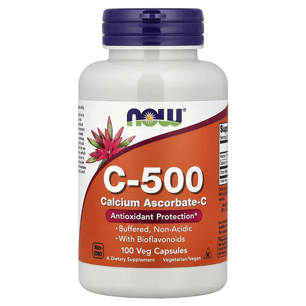 Аскорбат кальция-С, С-500, 100 капсул, Now Foods, Vitamin C-500 Calcium Ascorbate