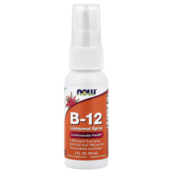 Витамин B12, липосомальный спрей, 1 мг (1000 мкг), 59 мл, NOW Foods, B-12 Liposomal Spray