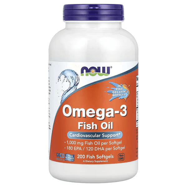 Рыбий жир с омега-3, 1000 мг, 200 капсул из рыбьего желатина, NOW Foods, Omega-3 Fish Oil