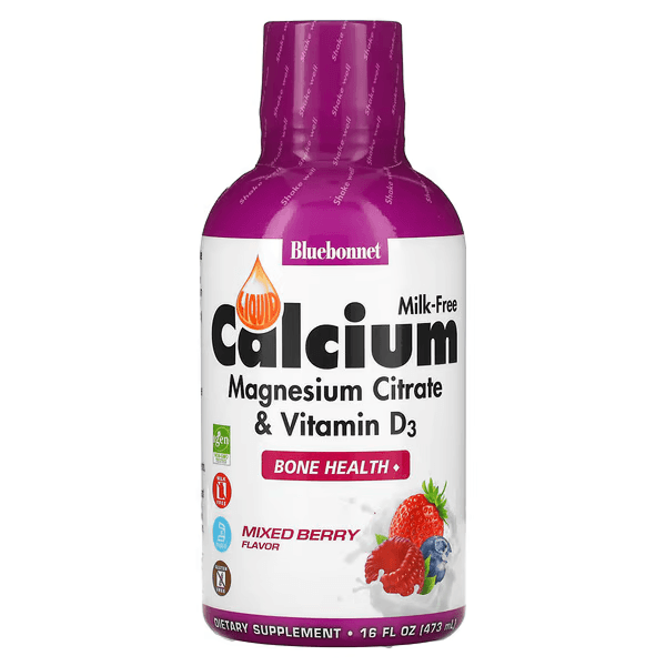 Цитрат кальция и магния, с витамином Д3, ягодный микс, 473 мл, Calcium Magnesium Citrate, Bluebonnet Nutrition