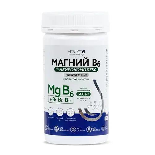 Магний В6, 660 мг, 100 г, VITAUCT