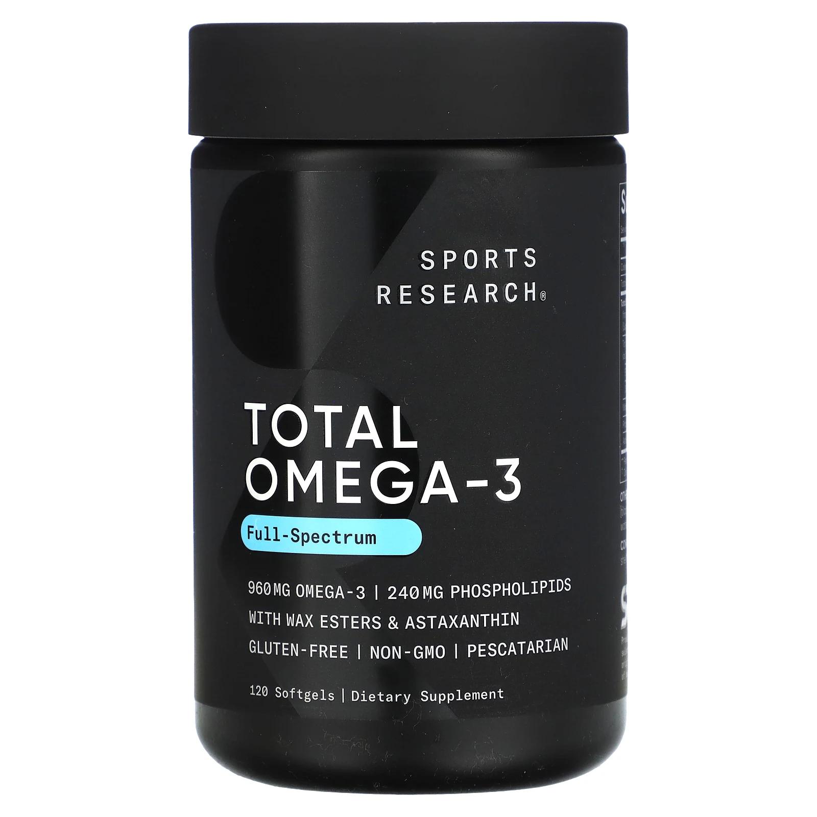 Омега-3, Тотал, 120 капсул, Sports Research, Total Omega-3