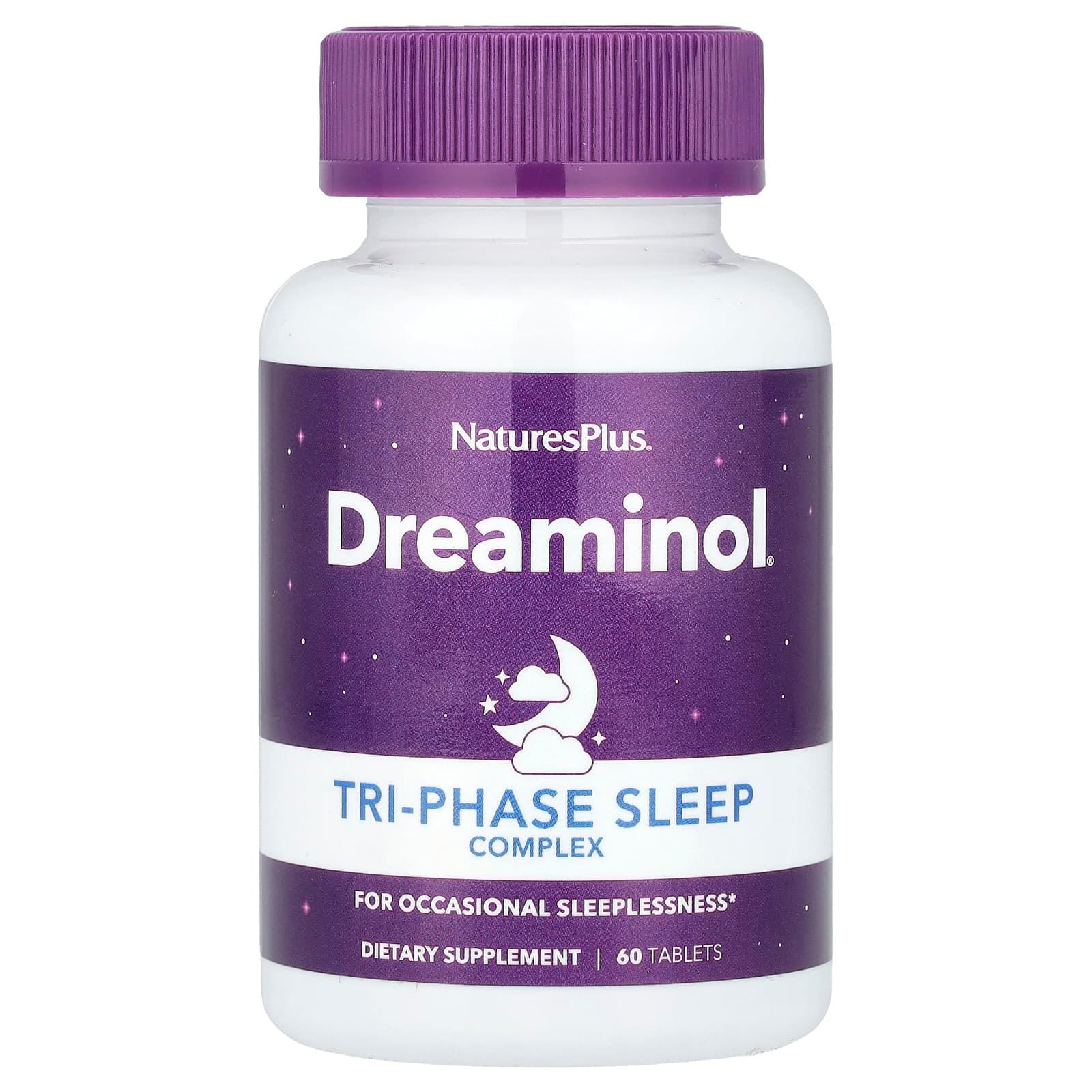 Трехфазный комплекс для сна, 60 таблеток, Natures Plus, Dreaminol Tri-Phase Sleep