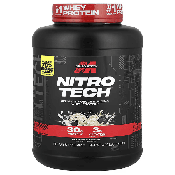 Сывороточный протеин, вкус печенье и сливки, 1,81 кг, MuscleTech, Nitro Tech Whey Protein