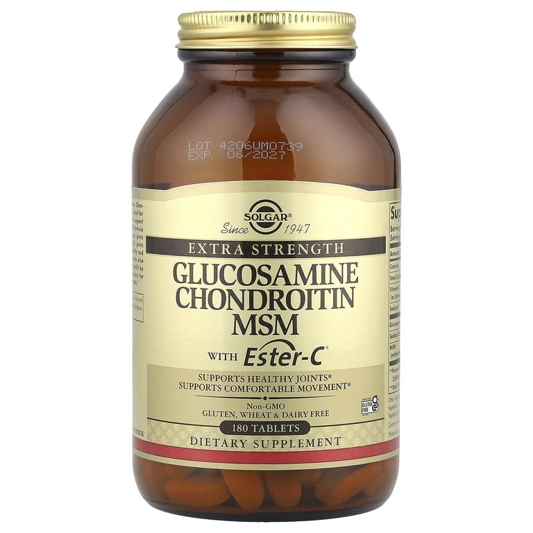 Глюкозамин, хондроитин и МСМ с Ester-C, 180 таблеток, Solgar, Glucoamine Chondroitin MSM with Ester C