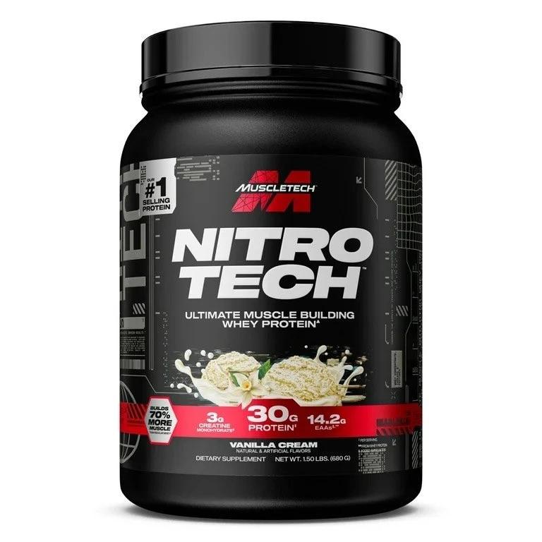 Сывороточный протеин с креатином и ВСАА, НитроТек, вкус ванильный крем, 680 г, MuscleTec, NitroTech