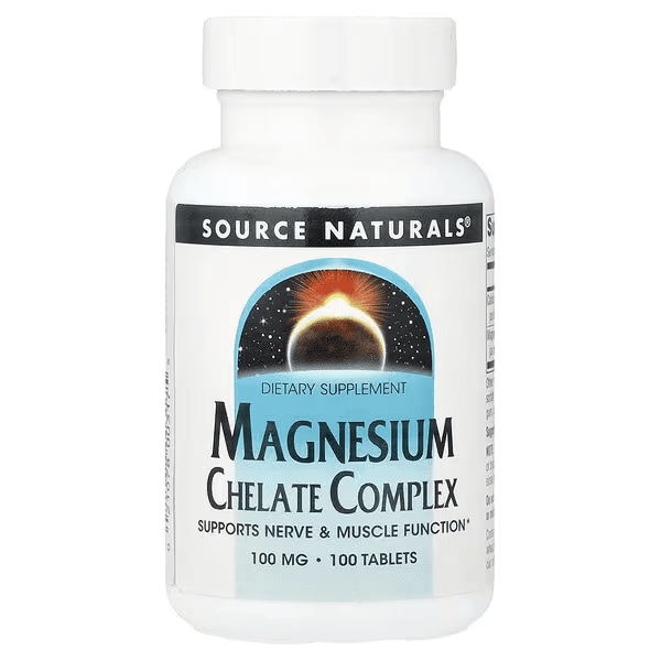 Комплекс хелата магния, 100 мг, 100 таблеток, Source Naturals, Magnesium Chelate Complex