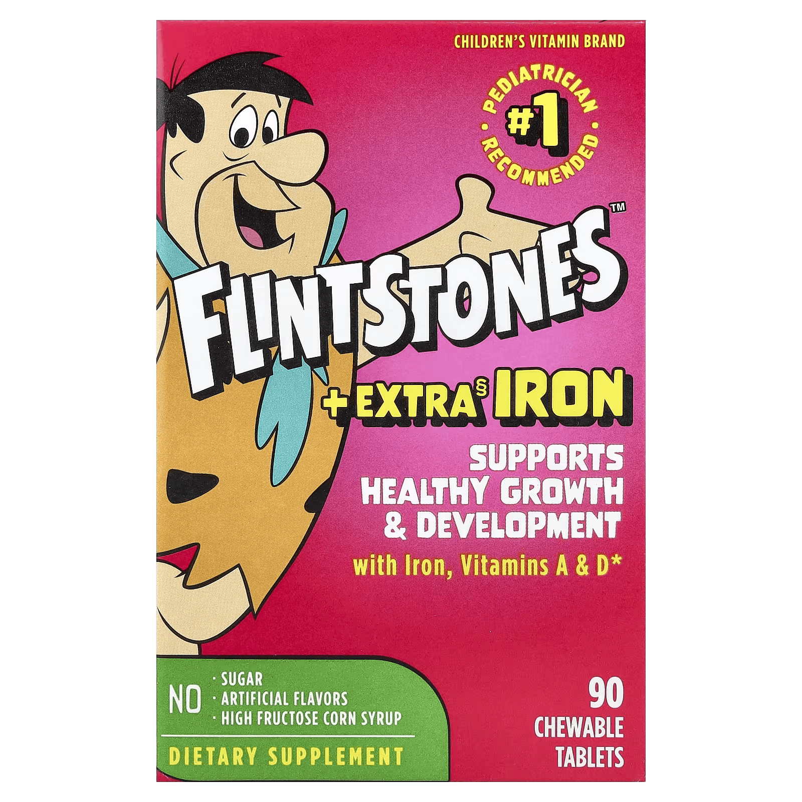 Мультивитамины для детей с железом, 90 жевательных таблеток, Flintstones, Multivitamin extra iron