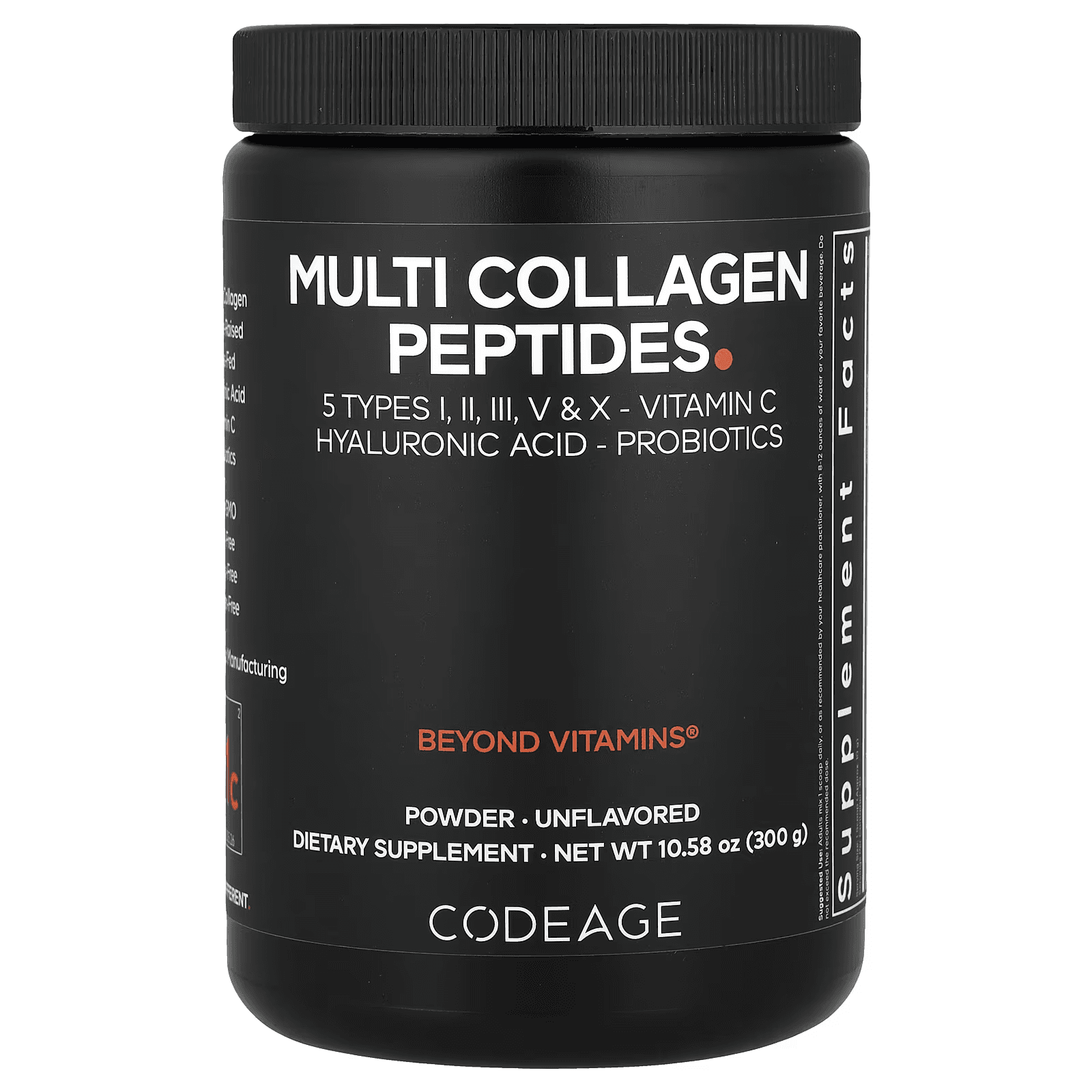 Коллагеновые пептиды с аминокислотами, 300 г, Codeage, Multi Collagen Pepdites Black Edition