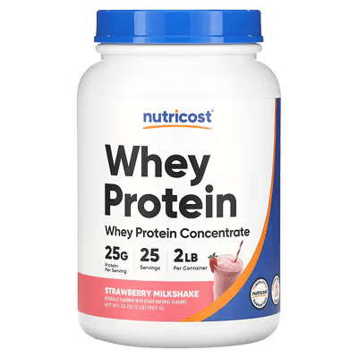 Сывороточный протеин со вкусом клубничного молочного коктейля, 907 г Nutricost