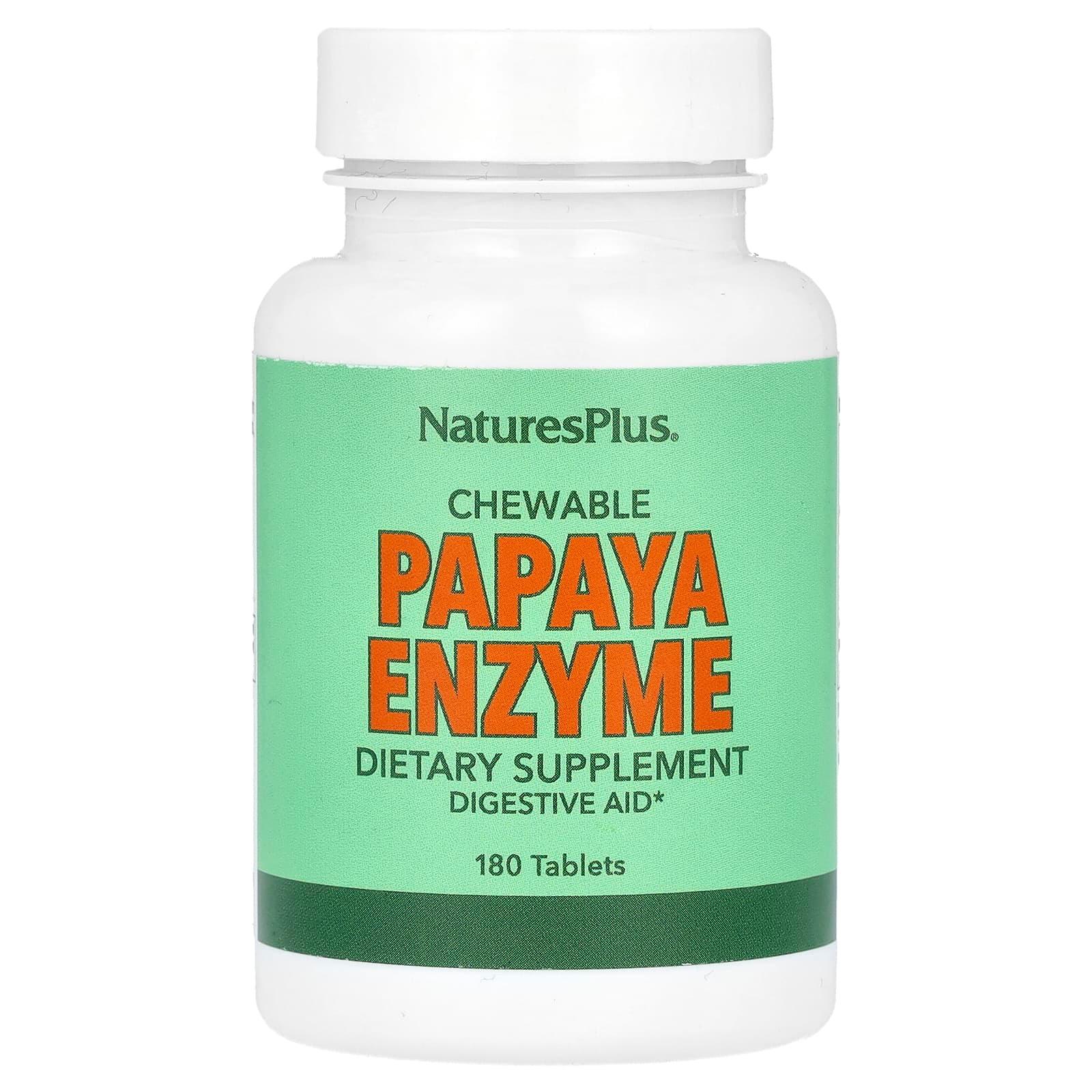Жевательная добавка с ферментами папайи, 180 таблеток, Natures Plus,