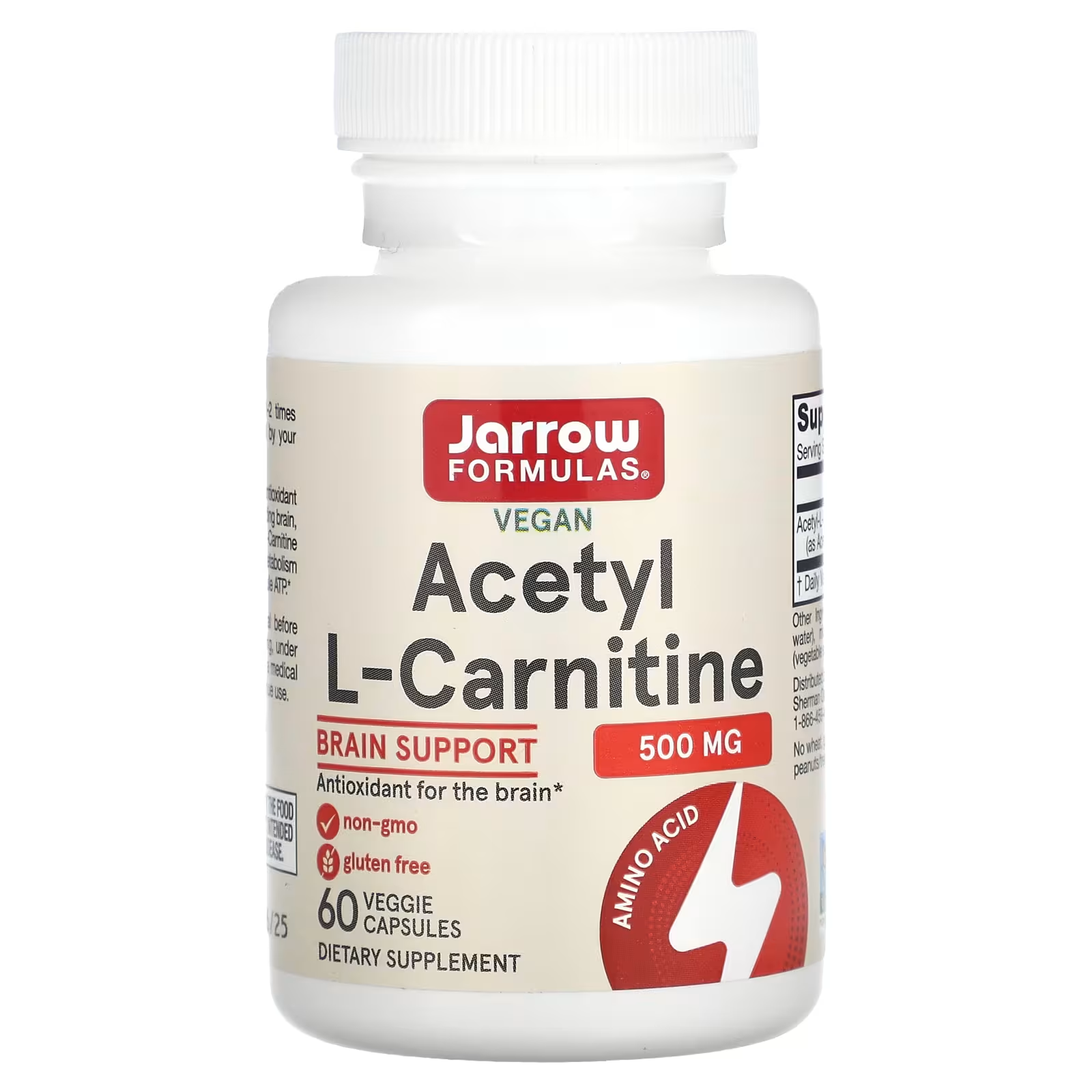 acetyl l carnitine что это Ацетил-L-карнитин, 500 мг, 60 растительных капсул, Jarrow Formulas, Acetyl L -Carnitine